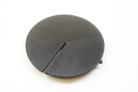 Delta 12 Inch Bandsaw Throat Plate Insert 62.5mm By 2.5mm Fit For Model 28 190, round black plate with slit, top view