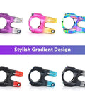 Zero Degree Go-To Short Mountain Bike Stem 31.8 Clamp 35mm Or 50mm Length Aluminum 6061 T6 Alloy with gradient colors