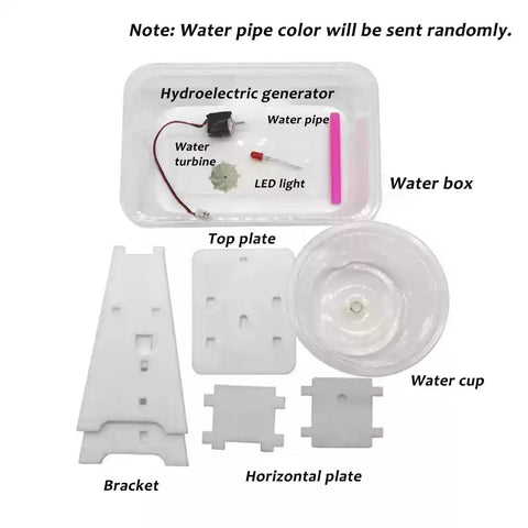 Components of DIY Hydroelectric Power Generator Kit For Kids And Students - Hands-On Water Turbine Science Project