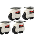 Heavy-Duty Leveling Casters Set For Workbenches And Equipment, Swivel Transport Wheels With 1100 Lb Capacity, Adjustable Industrial Plate Casters, Easy Install, Smooth Rolling, Four-Pack For Heavy Machinery four white industrial leveling casters with black wheels