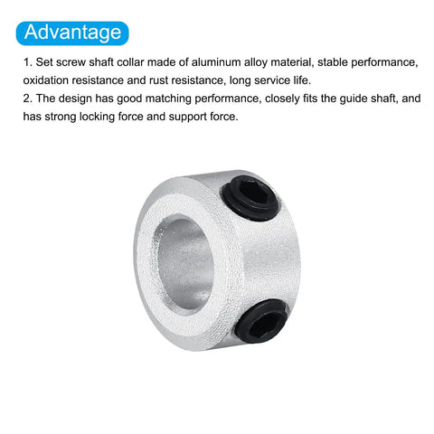 Tough As Nails 2 Pack Drop Dead Solid Shaft Collar 6MM Bore 1/4 Inch Aluminum Set Screw for CNC machinery hardware kit.