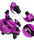 Heavy Duty Hydraulic Disc Brake Set Built Different With Reinforced Aluminum Calipers, purple HB-100 caliper detail.