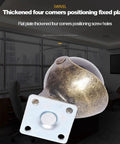 Heavy Duty Vintage Ball Caster Wheels With Antique Brass Finish Butter Smooth Rolling And Secure Snap Lock Brakes Easy Install For Chairs Sofas Tables And Shelving Units Total Room Upgrade 4 Pack, close-up of swivel caster with thickened plate.
