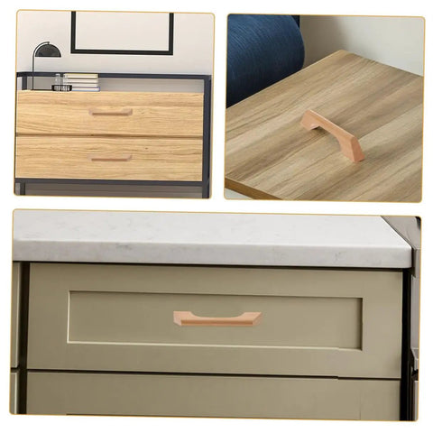 Solid Wood Cabinet Pull Handles Set With Screws Six Pack Wood Drawer Handles for Kitchen Cabinets