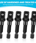 Impact Driver Socket Adapters Set Five Pieces In Durable Black Finish Square Socket Bit Adapters From One Quarter Inch To Three Eighths Inch
