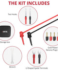 28 Piece Silicone Multimeter Leads Kit With Replaceable Gold Plated Probes and Accessories including Storage Bag and Test Hooks