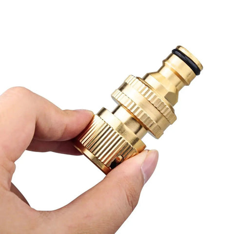 Solid Brass Garden Hose Quick Connector Kit, Three Quarter Inch GHT Threaded Couplings With Easy Install, No Leak Male Fitting.