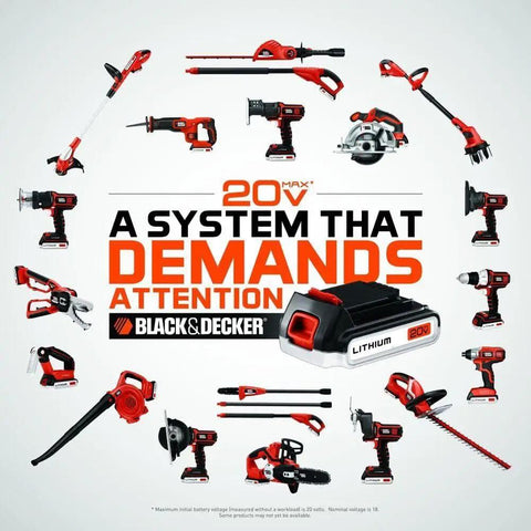 20V Max 15 Ah Lithium Ion Rechargeable Power Tool Battery Built Like A Brick For No Sweat DIY Fixes among various Black & Decker tools.