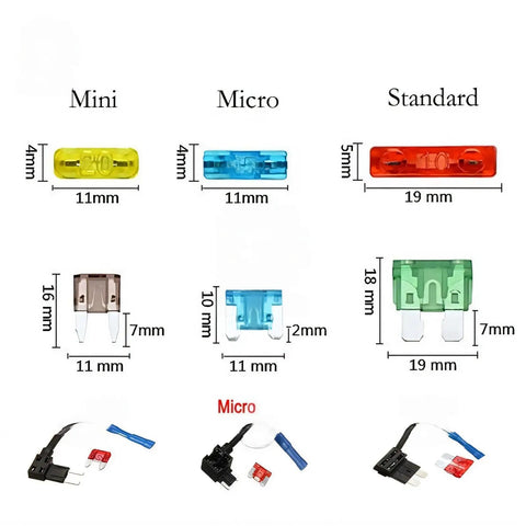 Upgrade Your Gear With This Super Cool Fuse Tap Adapter That Turns One Spot Into Two For Adding Extra Electronics Like Phone Cradles Or Alarms Without Any Messy Splicing Wires Needed For Micro Mini And Standard Blade Fuses Up To 10 Amps Perfect For, micro mini and standard blade fuse sizes