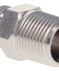 Built Like A Tank 316 Stainless Steel 3/4 Inch 37 Degree JIC To Male Pipe Hydraulic Adapter with threaded design.