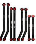 Aluminum 4 Link Set for SCX24 C10 JLU Bronco Base Camp 4Runner Black CNC Link Replacement Eliminates Axle Wrap Reduces Drive Shaft Friction Smoother Ride Higher Clearance, black aluminum links