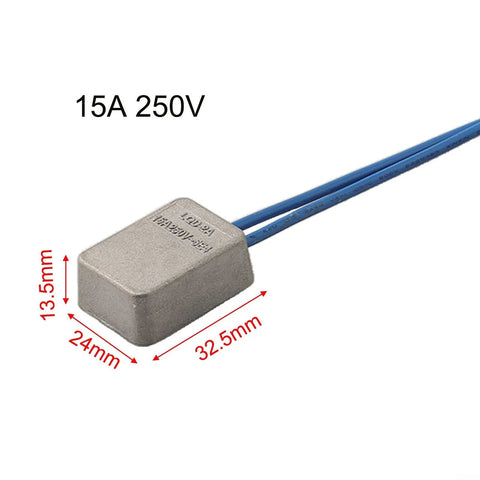 Compact Soft Start Module For Angle Grinders, 15A, 250V, grey housing with blue wires for smooth power ramp-up.