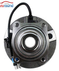 Top view of rear wheel bearing and hub assembly 5 lug with ABS compatible with Chevy Equinox 2005 2006 Pontiac Torrent 2006 Saturn Vue 2002 2007 rear left and rear right sides for 4 wheel ABS vehicles.