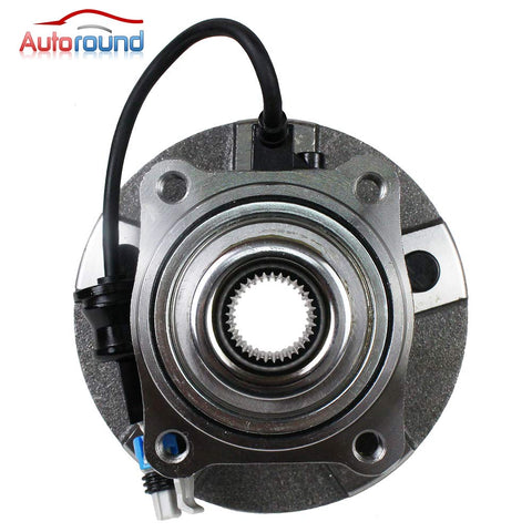 Top view of rear wheel bearing and hub assembly 5 lug with ABS compatible with Chevy Equinox 2005 2006 Pontiac Torrent 2006 Saturn Vue 2002 2007 rear left and rear right sides for 4 wheel ABS vehicles.