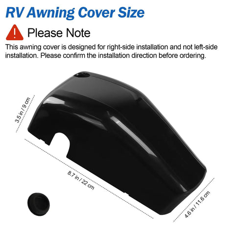 Right Side RV Awning Motor End Cap Front Cover For Solera And Lippert Components, Black Replacement Part For Solera Awnings, Durable And Easy Install.