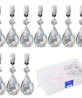Marquise Crystal Teardrop Tablecloth Weights With 10 Piece Stainless Clip Kit for Outdoor Picnics in package view