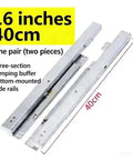 Top Shelf Bottom Mounted Drawer Slides One Pair Concealed Guide 16 Inch showcasing heavy-duty three-section slide rails.