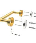 Gold Toilet Paper Holder Stainless Steel 304 Built To Last Double Post Pivoting Roll Holder Wall Mounted Tissue Holder For Commercial Bathroom RV Brushed Brass Finish with mounting hardware