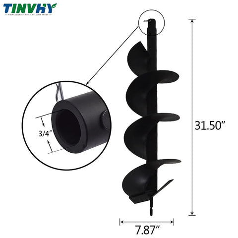 Diagram of 8 Inch Earth Auger Drill Bit For Gardens And Posts Quick Planting Of Flowers And Vegetables Fits Gas Powered Post Digger