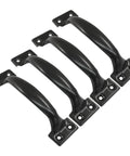 Set of 4, 5 Inch Black Vintage Cabinet Handles Bow Pulls, in solid cast iron with matte finish, perfect for dressers and cupboards.