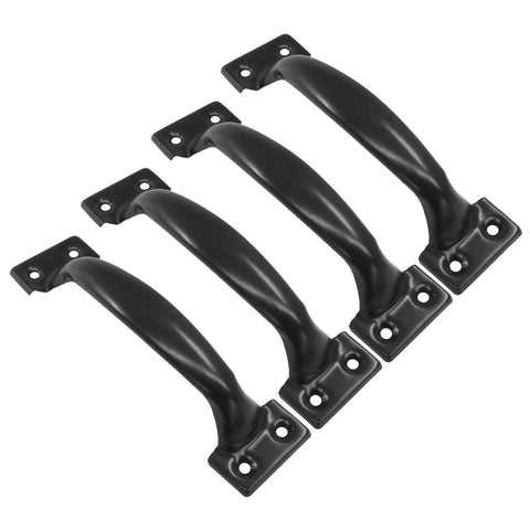 Set of 4, 5 Inch Black Vintage Cabinet Handles Bow Pulls, in solid cast iron with matte finish, perfect for dressers and cupboards.