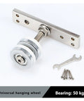 Heavy Duty Barn Door Hardware Kit With Smooth Sliding Wheels And Solid Steel Guide Rail For Easy Install universal hanging wheel detail with tools