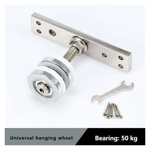 Heavy Duty Barn Door Hardware Kit With Smooth Sliding Wheels And Solid Steel Guide Rail For Easy Install universal hanging wheel detail with tools