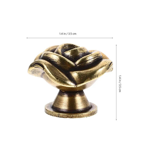 Vintage Floral Cabinet Knobs 1.38 Inch Brass Retro Flower Drawer Pulls Handles For Dressers Wardrobes And Cabinets Set Of 2, side view.