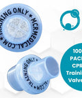 Blue CPR training valve, translucent plastic, 100-pack by MCR Medical