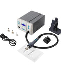 Powerful 1000W Hot Air Soldering Station With LCD Display, Adjustable 100C To 500C, Three Nozzles, 110V, accessories shown