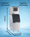 Heavy Duty Commercial Nugget Ice Maker Producing Beast Mode Cubes For Hospitality Venues With Large Capacity Bins And Fast Cycle Times, 73 inches tall.