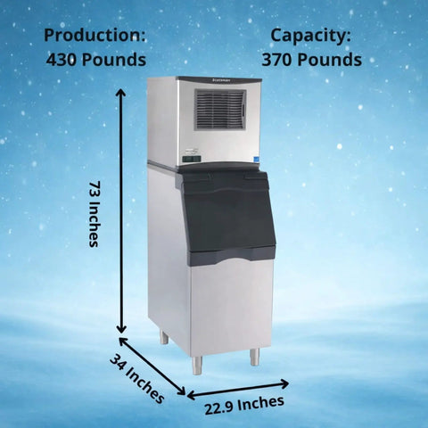 Heavy Duty Commercial Nugget Ice Maker Producing Beast Mode Cubes For Hospitality Venues With Large Capacity Bins And Fast Cycle Times, 73 inches tall.