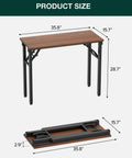 Dimensions of the No Fuss Folding Laptop Desk For Small Spaces That Sets Up In Seconds 35.8 Inch Portable Table shown.