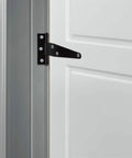 4 Inch T Shaped Stainless Steel Hinge Set, 6 Pack, on white indoor door, rust proof durable door hardware for light shed doors