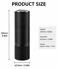 Product size chart for Manual Burr Coffee Grinder With 80 Adjustable Settings, showing dimensions of 225mm and 65.5mm.