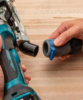 Connecting the Click-Connect 1-1/4 Inch ID FlexiPort Dust Collector Adapter to a power tool dust port