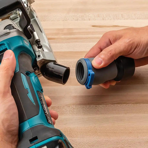 Connecting the Click-Connect 1-1/4 Inch ID FlexiPort Dust Collector Adapter to a power tool dust port