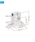 Aluminum Linear Motion Rod Rail Clamping Guide Support 4 Pack for 20mm Diameter Shaft SK20, with dimensions and sizes labeled
