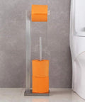 Free Standing Toilet Paper Holder With Reserve, SUS 304 Stainless Steel Floor Stand Tissue Roll Holder, Brushed Finish Lavatory