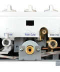 Back view of Outdoor Tankless Water Heater Propane LPG 2 GPM Portable Point Of Use with water inlet and outlet connections.