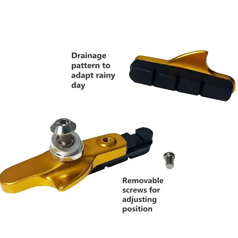 Four Piece Premium Bike Brake Pads For Mountain Bikes With V Brake Compatibility showing drainage pattern in silver finish