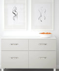 Dope Brushed Satin Nickel Kitchen Cabinet Handles And Drawer Pulls Set of 30 Three Inch Center Hole on white dresser