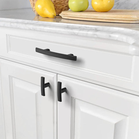 Matte Black Cabinet Knobs Set 2 Inch Single Hole T Bar Handles Beefy Solid Zinc Alloy Cupboard Drawer Pulls Built To Last
