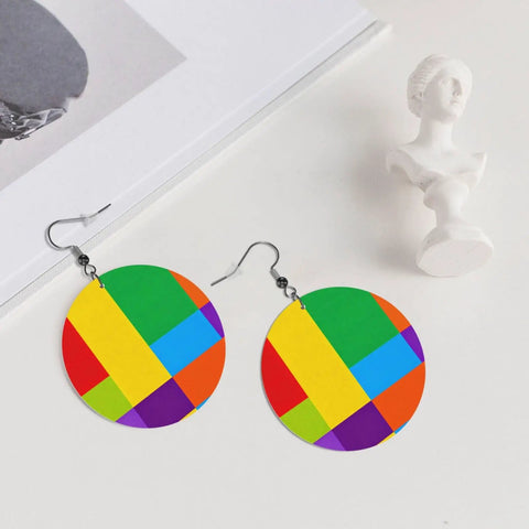 Chic Colorful Grid Print Dangle Earrings For Women Totally Lightweight Silver Plated Ear Hooks Hella Safe For Sensitive Ears Soft PVC Leather Style For Daily Wear Or Night Out on a table.