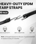 15 Inch EPDM Bungee Tarp Straps 10 Pack With 150 Percent Stretch, Heavy Duty S Hooks Cords for Tarps, Weatherproof