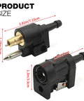 Two Pack 1/4 Inch 6mm Barb Fuel Line Quick Connectors, Female To Male Quick Couplers For Yamaha Outboard dimensions view