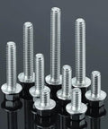 Heavy Duty Rust Resistant 304 Stainless Steel Flanged Hex Bolts With Integrated Flange 5/16 18 Thread 3/4 Length Grip Tight Fastener Pack Of 20 displayed in various lengths.