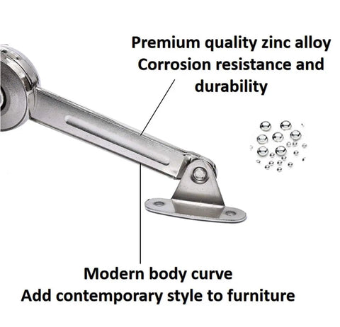 Lid Support Hinge Satin Nickel Folding Stay With Soft Close For Toy Box Drawer Window Wardrobe Or Cabinet Doors Adjustable