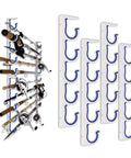 Image of 2 Pack 5 Slot Fishing Rod Holder Rack Wall Or Ceiling Mount Heavy Duty Organizer displaying ten rods, black blue accents