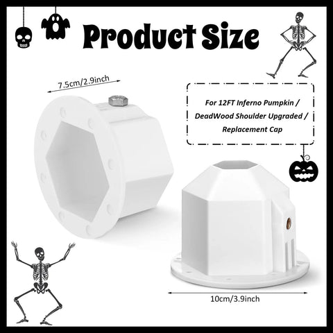 2 Pack 12 Ft Skeleton Replacement Parts With Shoulder Inserts, Elbow And Neck Adapters For Outdoor Halloween Props